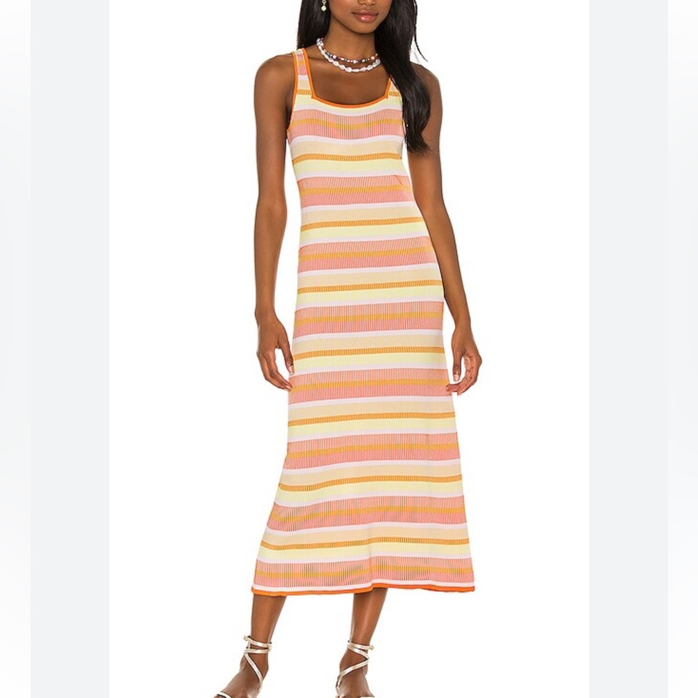 Solid and striped dress